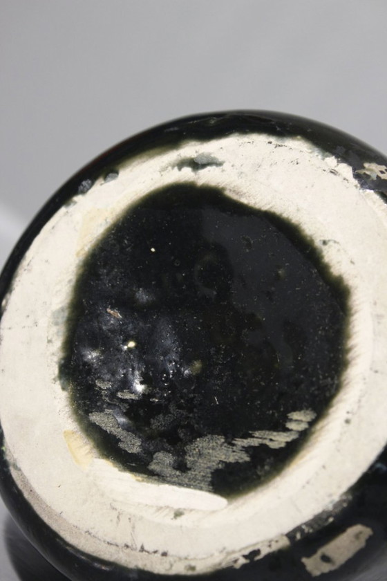 Image 1 of Luc Vallauris Saftservice Karaffe + 5 Becher Emaille Lava Frankreich 1950s