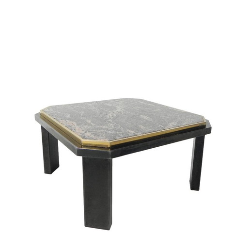 Table basse Fedam, Hollywood Regency, marbre dans un cadre en acier