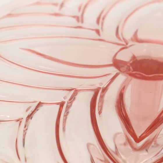 Image 1 of Pink Art Deco Cake Plate Pastry Dish