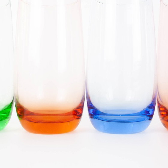 Image 1 of Set of 4 Italian Colorful Glasses, 1980s