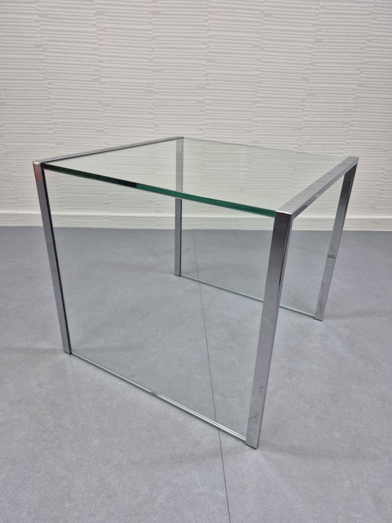 Vintage chrome and glass side table minimalist. (photo 13 of 14)