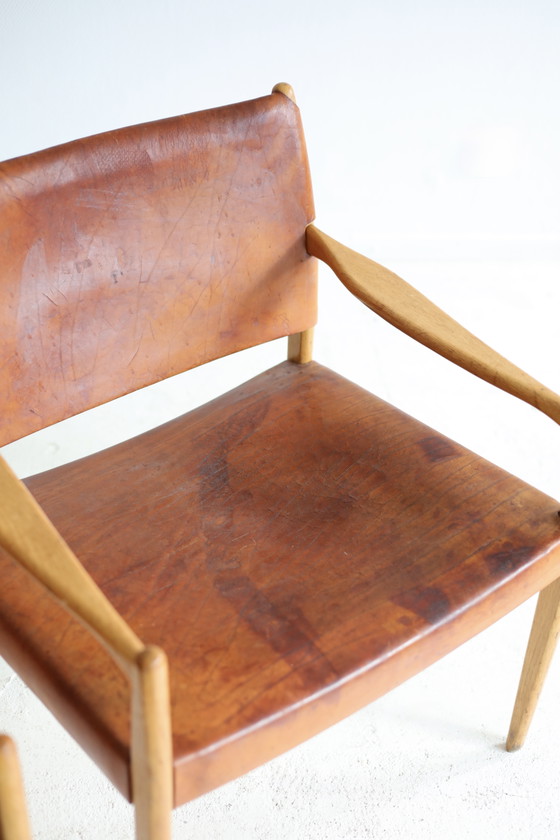 Ensemble de deux Fauteuils vintage Modèle Premiär 69, Per-Olaf Scotte Années 60 IKEA – Wood, Leather (photo 5 of 10)