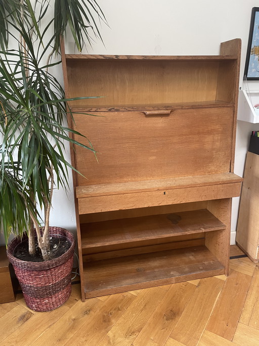 Vintage houten secretaire - boekenkast