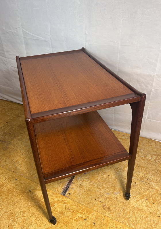 Image 1 of Mid Century Retro Vintage Teak & Afromosia serveerwagen - Deens ontwerp, jaren 1960