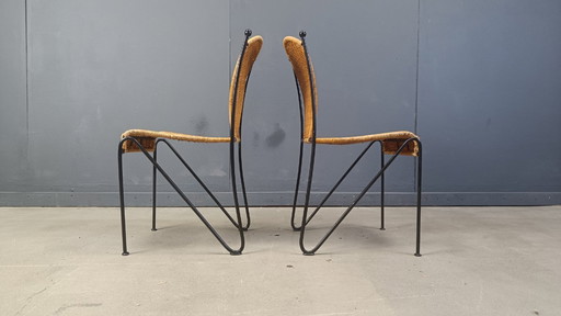 Wicker Chairs by Frederick Weinberg, 1960s, Set of 8