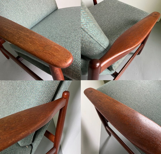 Image 1 of Vintage Deense teakhouten loungestoelen van Poul Volther: fauteuils in mid-century modern stijl.