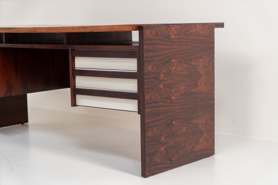 Rare double-sided “Vario” desk by Werner Wölfer for V-Form (Belgium, 1960s)., V Form, Wood, Brown, Vintage (photo 16 of 24)