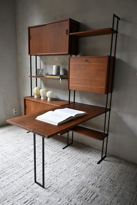 Wandsysteem Modulair Van Omnia Hilker Jaren 60 Vintage – Wandkast, Wood, Metal (photo 9 of 15)