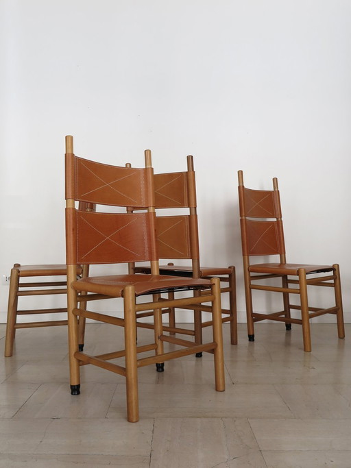 Kentucky Esszimmerstühle von Carlo Scarpa für Bernini, Italien, 1970er Jahre, 4er Set