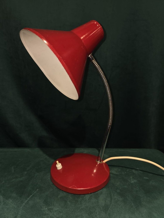 Image 1 of Vintage rode bureaulamp – Industrieel design – Buigbare hals