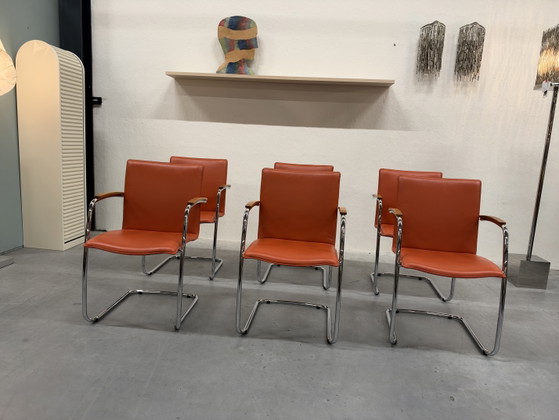 6 Leolux Freyr Chaise de salle à manger Cuir orange, Chaises de salle à manger (photo 5 sur 12)