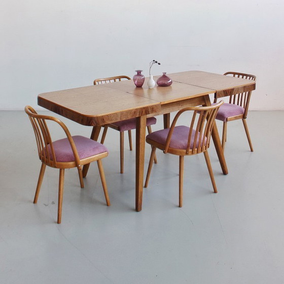Image 1 of Extendable Dining Table, Mid-Century Modern, Czechoslovakia, Vintage 1960s 1970s, Completely Restored