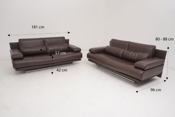 Image 1 of Ensemble canapé 2 places Rolf Benz 6500 en cuir marron