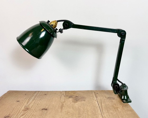 Image 1 of Industrial Green Enamel Adjustable Table Lamp, 1960s