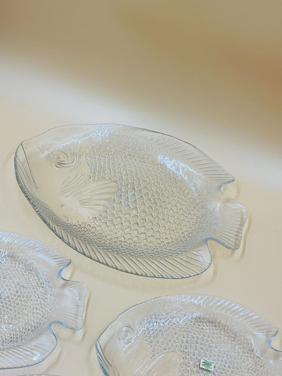 Image 1 of Servicio de pescado de cristal Arcoroc: 1 bandeja + 6 platos