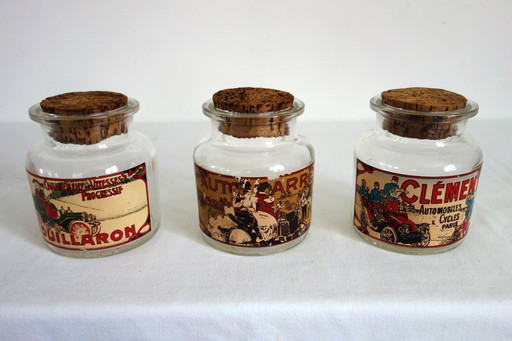 3 vintage automobile advertising jars