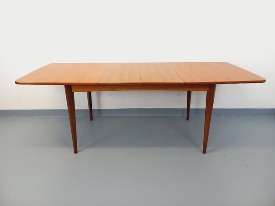 Image 1 of Rectangular Scandinavian-style vintage dining table from the 1950s/60s in teak with extensions