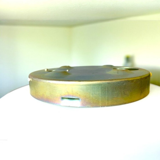 Image 1 of Pair of Art Deco style white opaline glass flush mount ceiling or wall lights 30 and 27cm