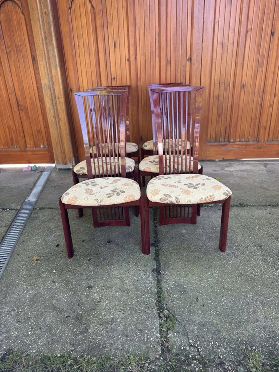 Lacquer and Fabric Dining Chairs by Pietro Costantini, 1980, Set of 6, Brown (photo 3 of 10)