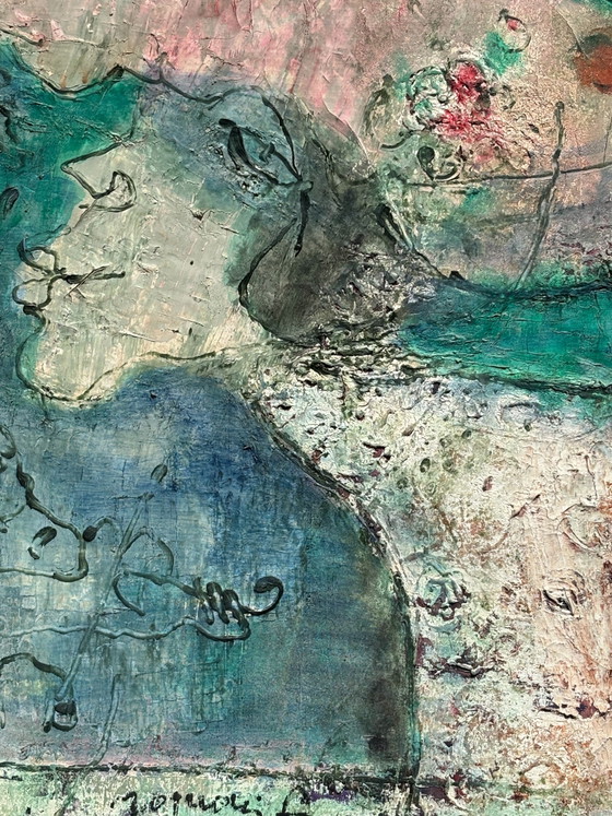Oil on Canvas by Franco Rognoni, 'Lady with Suitors', 1974 – Paintings & Drawings, Modern (photo 8 of 10)