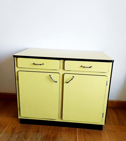 Lemon yellow Formica sideboard 1960