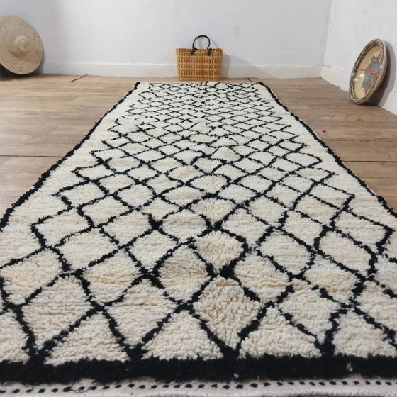 Image 1 of Beni Ouarain Läuferteppich – Handgewebte Naturwolle (304×110 cm)