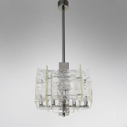 Kroonluchter van verchroomd metaal en glas, jaren 70 – plafondlampen, Metal (photo 2 of 15)