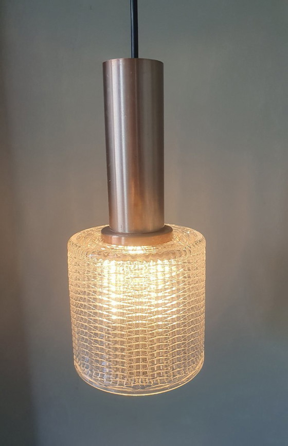 Image 1 of Lampada a sospensione vintage Philips in vetro stile Mid Century - color ottone