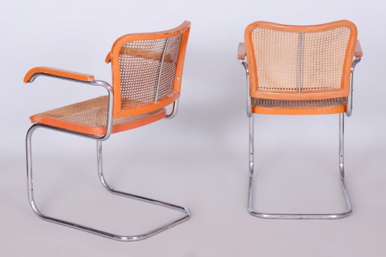 Set van twee originele fauteuils, van Robert Slezak, beukenhout, rotan, Tsjechië, jaren 1930 – Metal, Rattan (photo 5 of 10)