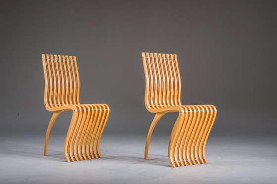 Image 1 of Schizzo-stoelen in beuken- en chroomkleur, ontworpen door Ron Arad voor Vitra, Duitsland, jaren 80, set van 2.