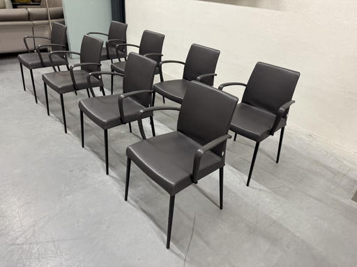 8 sedie da pranzo Jori Perla in pelle Lipano