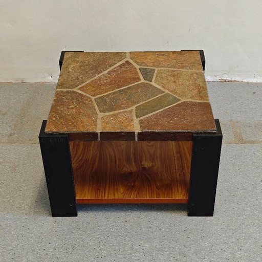 Vintage Brutalist slate living room / side table