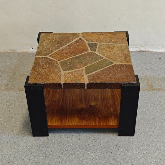Image 1 of Vintage Brutalist slate living room / side table