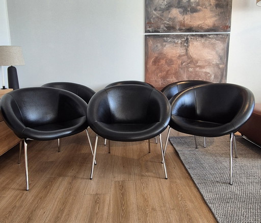 6 Walter Knoll 369 Designer Fauteuil Leer Zwart