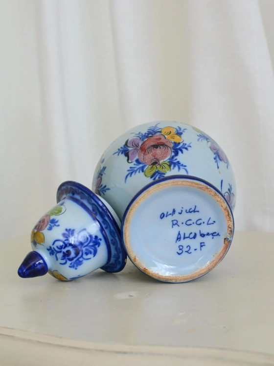 R.C.C.L. Alcobaça Vase Potiche Floral, Céramique Portugaise Peinte à la Main, Années 70 – Porcelain, Ceramic (photo 5 of 5)