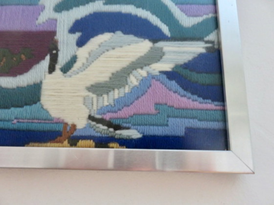 Futuristischer Wollteppich mit Ozean-, Fisch- und Möwenmotiv, 1970 – Wanddekoration, Wool (photo 7 of 9)