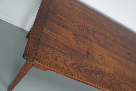 Image 1 of Antico tavolo da pranzo rustico francese in rovere, inizio XX secolo