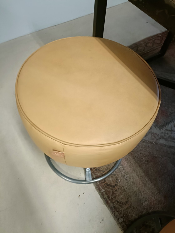 Image 1 of Cognac brown leather pouf