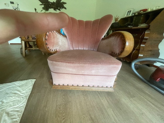 Image 1 of Set van 4 Art Deco fauteuils (ca. 1920-1950) | Opnieuw bekleed met roze fluweel
