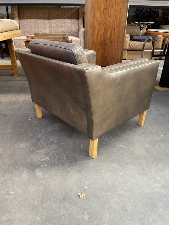 Image 1 of Brauner Ledersessel im skandinavischen Design aus den 1970er Jahren