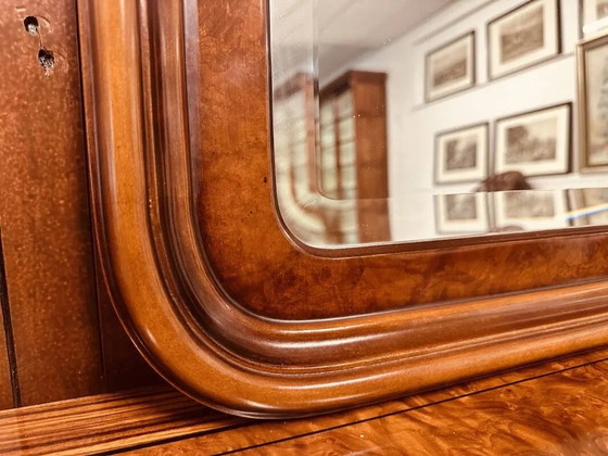Miroir ancien italien en loupe, Bois (photo 7 sur 9)