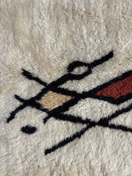 Image 1 of Weißer marokkanischer Mrirt Teppich 200x310 cm, Modernes Interieur Wohnzimmerteppich, Authentischer marokkanischer Teppich