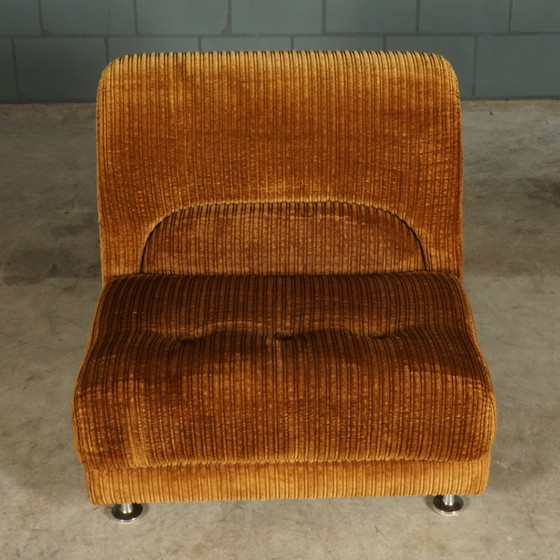 Image 1 of Midcentury modular sofa - brown rib fabric - 1970s
