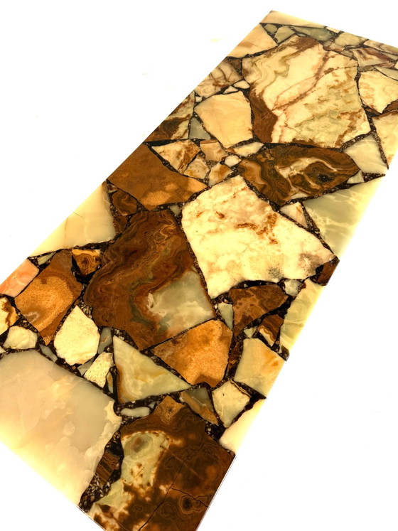 Vintage chrome, onyx & marble coffee table, Italy ‘80s – Crystal (photo 6 of 10)