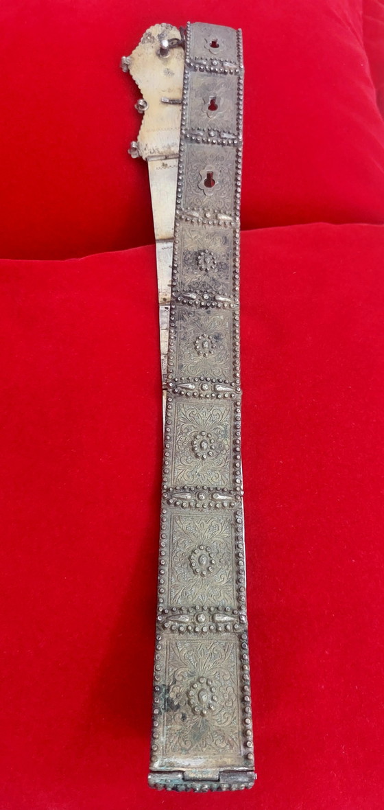 Antique Ottoman Stamped Silver Wedding Belt – 19th Century – gelin kemeri, Decorative Objects (photo 9 of 11)