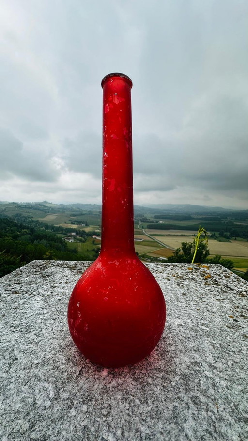 1x Objet unique en verre rouge - Sculptural & Minimaliste - Italie