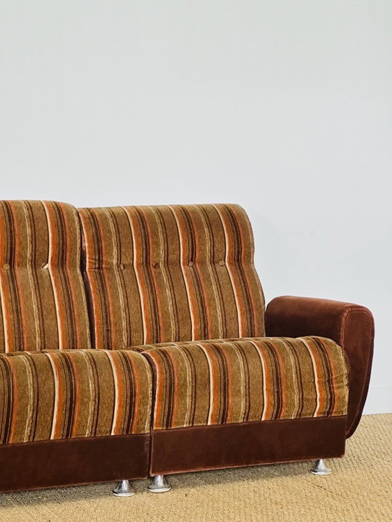 Image 1 of Vintage modulaire fluwelen bank, jaren 70, set van 5