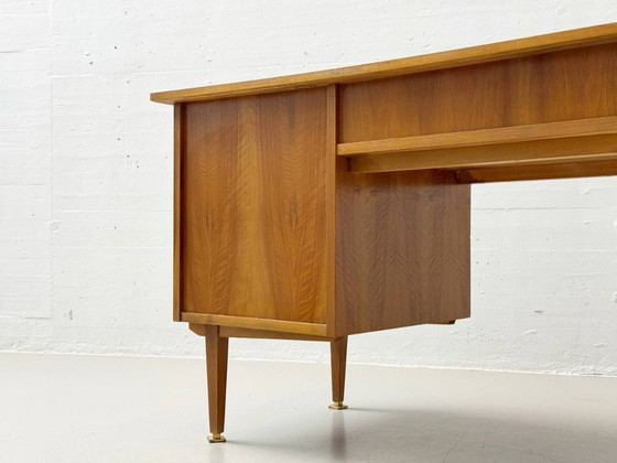 Image 1 of Walnut desk with brass details, 1960s