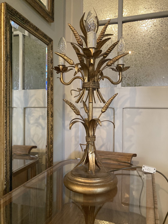 Image 1 of Lámpara de mesa original de Hans Kögl Weizengarbe, pátina Hollywood Regency