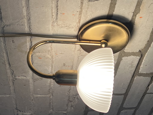 Lampada da parete vintage di design Steinhauer in ottone e vetro di cristallo